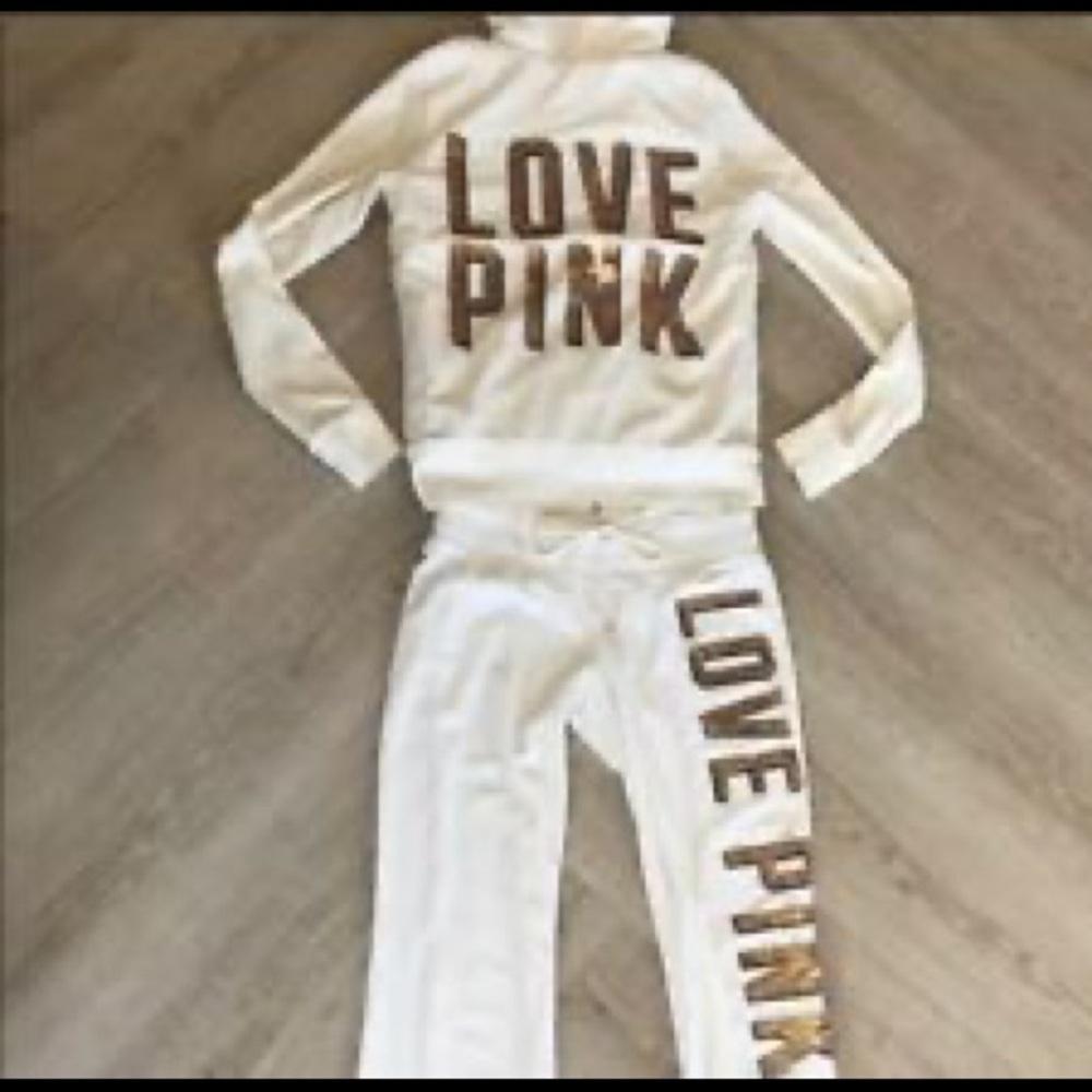 VS Pink Velour track suit size L